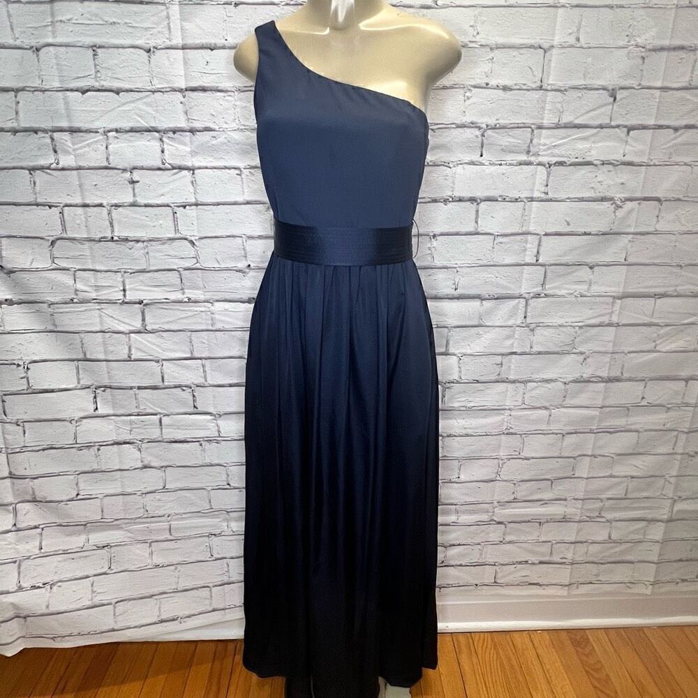 Vera Wang Womens Midnight Blue Sleeveless Lined One Shoulder Maxi Dress Size 4